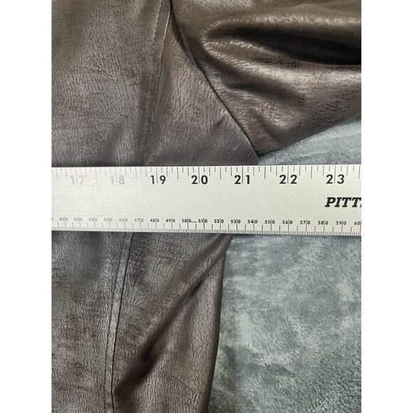 Calvin Klein Mens Brown Faux Leather Blazer Jacket Size 40R Two-Button Striped L - Picture 8 of 9